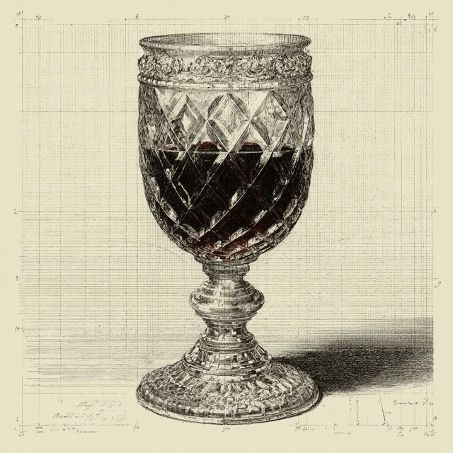 Medieval Wine Glass Cross Hatch Illustration