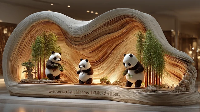 Chengdu Bamboo Panda Installation at Tianfu Airport
