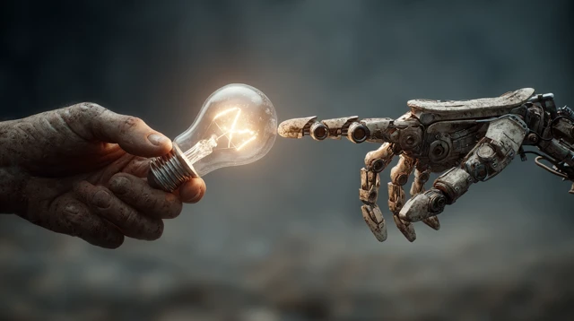 AI Innovation Hand Holding Light Bulb