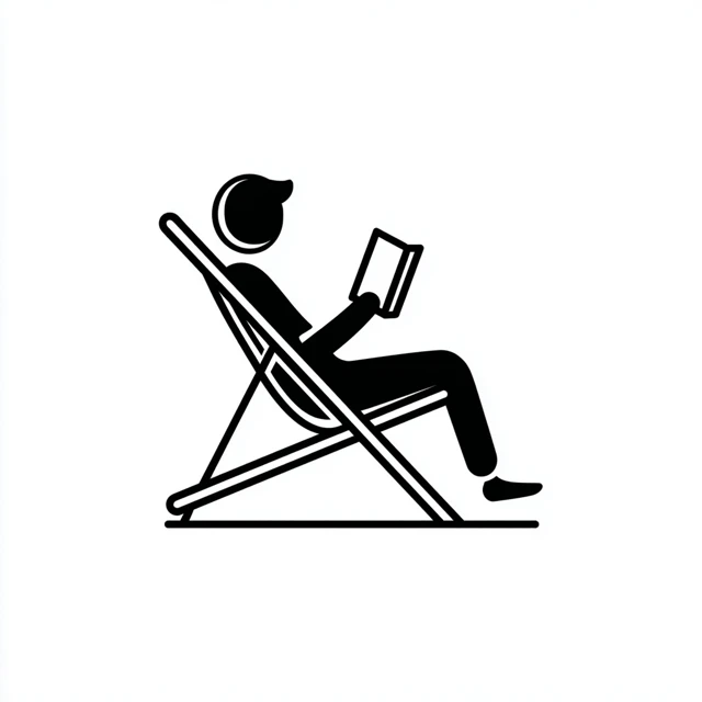 Person Reading Book Deck Chair Icon Vector
