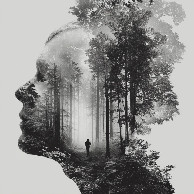 Human Mind and Nature Silhouette Art