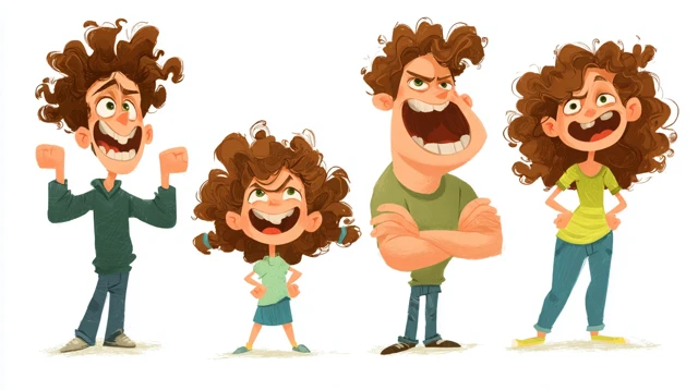 Exaggerated Cartoon Family Character Expressions