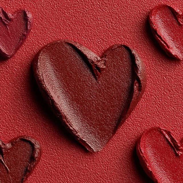 Lipstick Hearts Matte Red Valentines Day Concept
