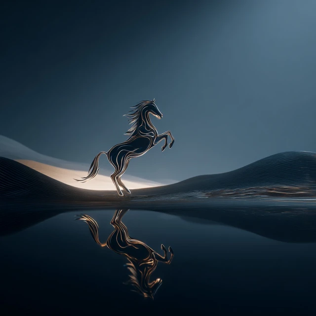 Elegant Horse Rearing in Digital Art Style
