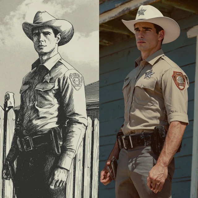 Texas Sheriff Power Ranger Retro TV Show Style