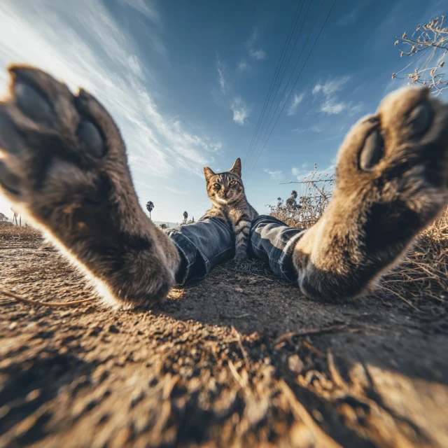 Giant Cat Selfie Forced Perspective Photo