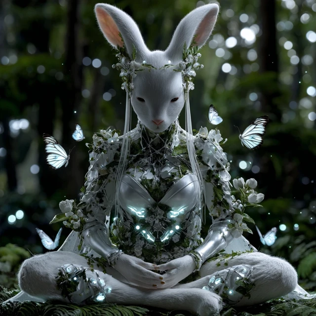 Rabbit Goddess in the Forest: Divine Fantasy Art