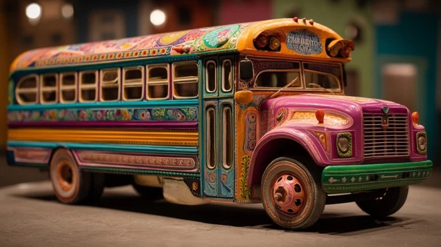Colorful Claymation Mexican Bus Art