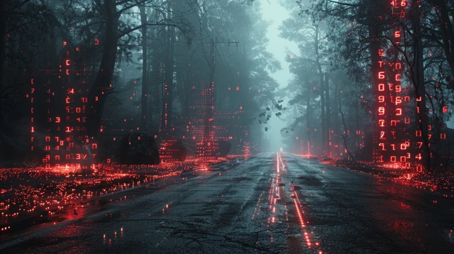 Cyber Forest Road Digital Art Abstract Poster