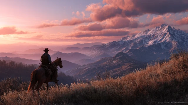 Red Dead Redemption 2 Arthur Horse Sunset