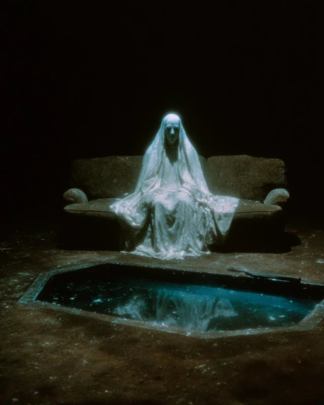 Eerie Ghost in Liminal Space Haunting Imagery
