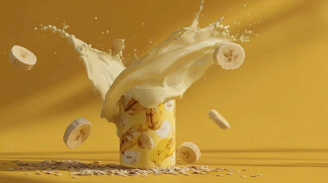 Milk Splash with Banana Oats Photography