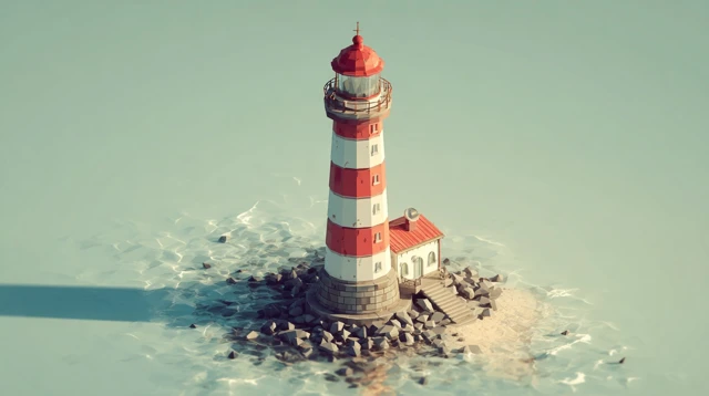 Isometric Lighthouse Lowpoly Illustration