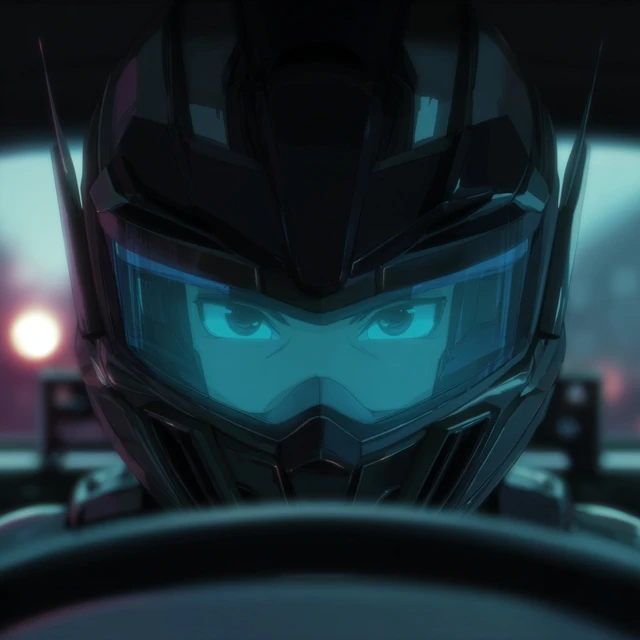 Cyberpunk Anime Racer Helmet Night Drive