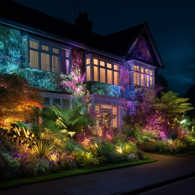 Digital Garden Light Projections and Living Plants