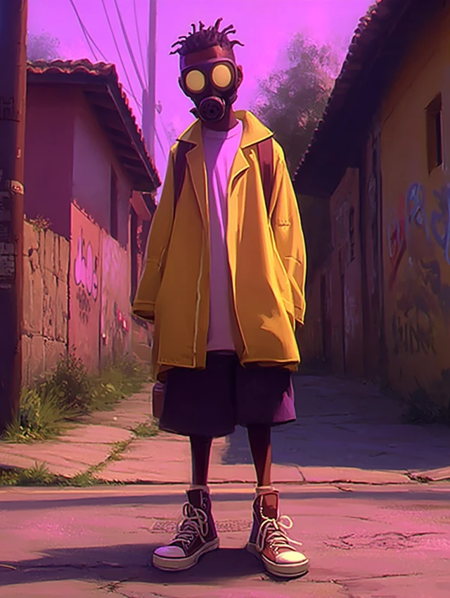 Charismatic Figure Street Scene Cartoon Illustration
