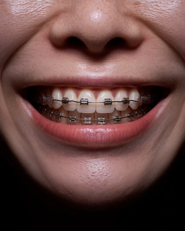 Japanese Woman with Braces Photorealistic Dental Photo