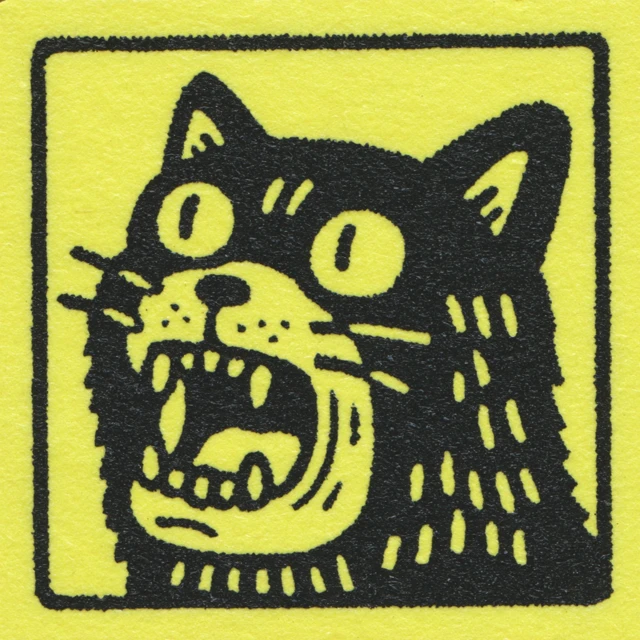 Black Cat with Skull Warhol Style Illustration