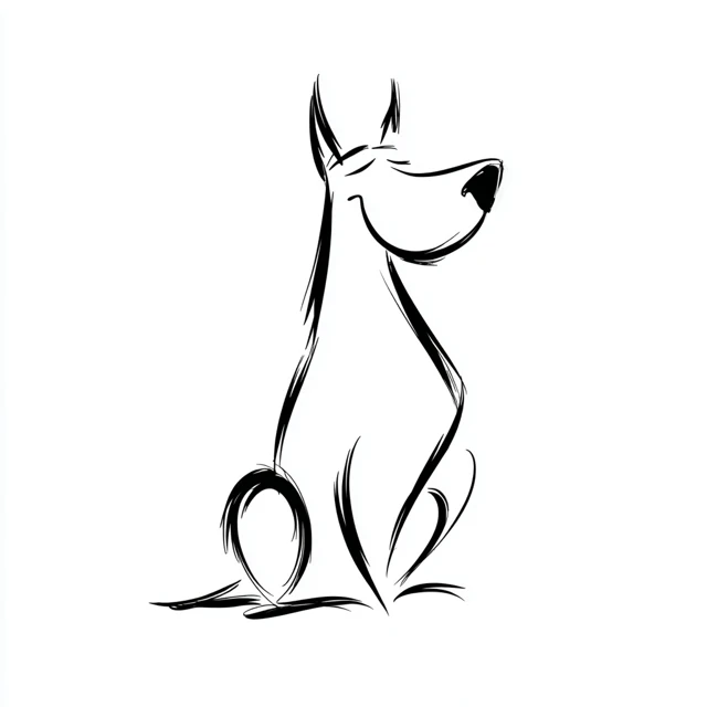 Cartoon Dog Outline Simple Lines