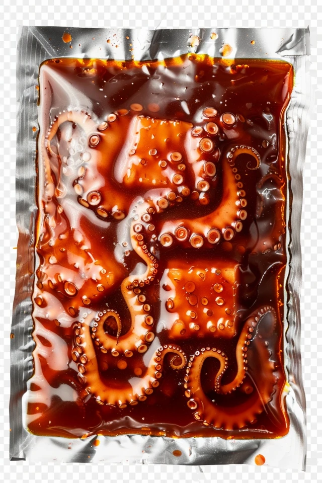 Spicy Marinated Octopus in Vacuum Pack Food Photography