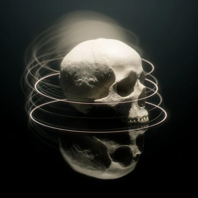 Cracked Skull Floating in Void Spiritual Energy