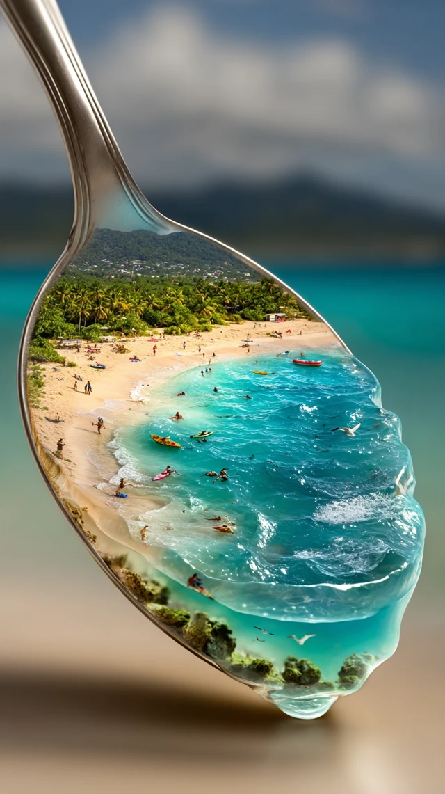 Magical Spoon Beach Tropical Scene with Dreamy Atmosphere