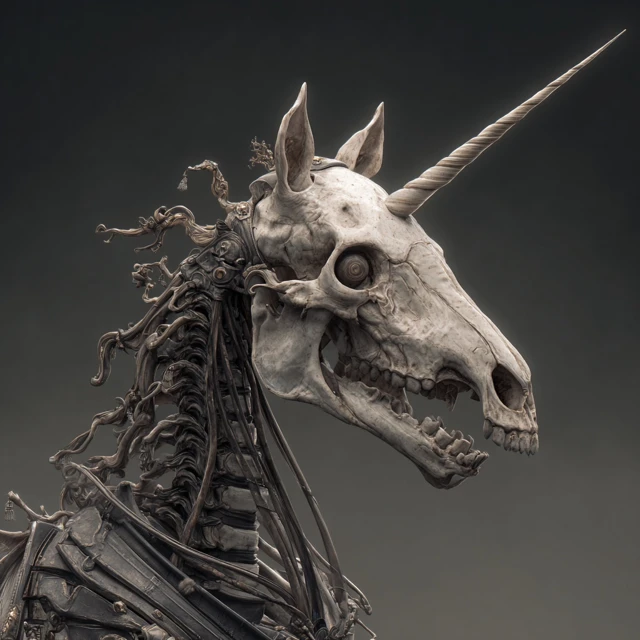 Undead Skeleton Unicorn Dark Fantasy Art
