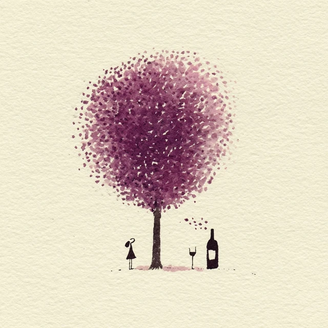 Abstract Ink Art Wine Scene
