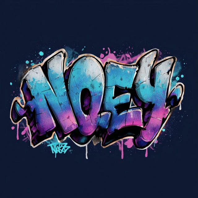 Noey Graffiti Art Blues and Purples