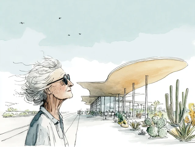 Older Woman at Airport Watercolor Sketch