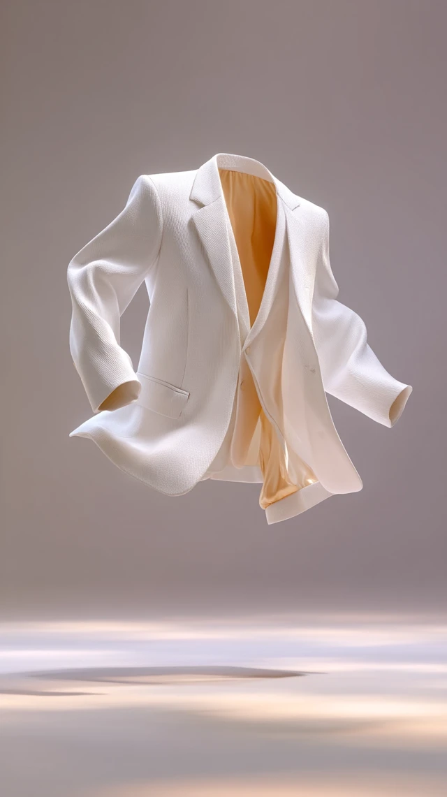 White Suit Floating Surreal Minimalist Elegant