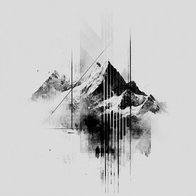 Abstract Mountain Art Monochromatic Geometric Design