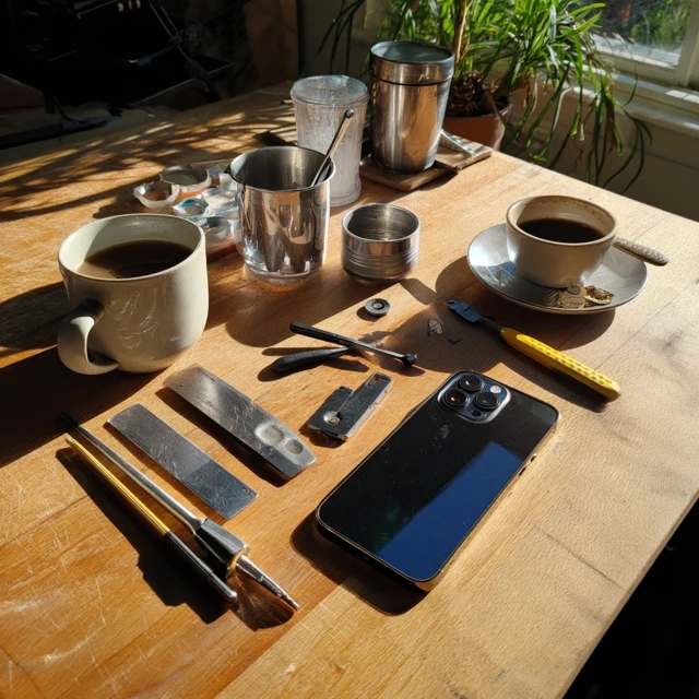 Weekend Desk Setup: Phone Repair, Coffee, and Tools