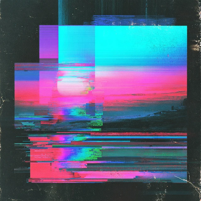Vaporwave Album Cover Art Glitch Neon Colors