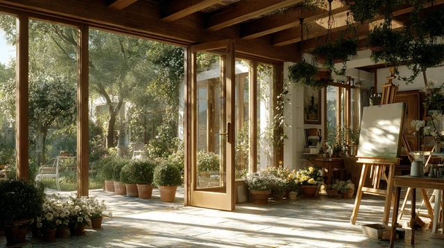 Cozy Art Studio with Garden View