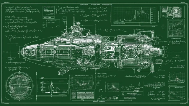 Spaceship Blueprint Futuristic Schematic Science Fiction