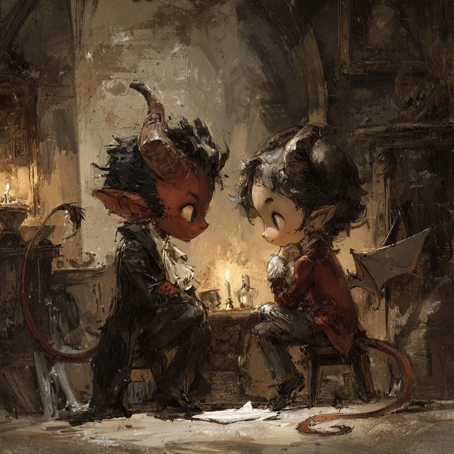 Romantic Devils Art Illustration Painting