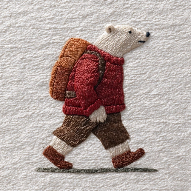 Polar Bear Embroidery Red Sweater Backpack