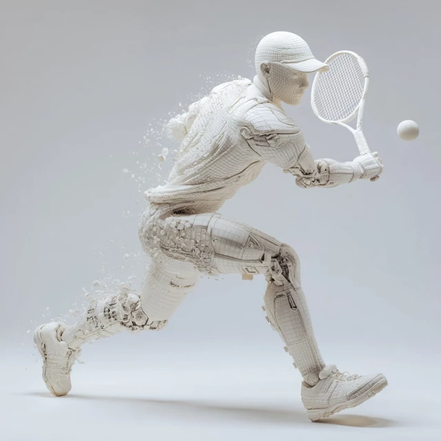 3D Tennis Player White Model