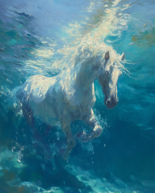 Underwater Majestic Unicorn Oil Painting