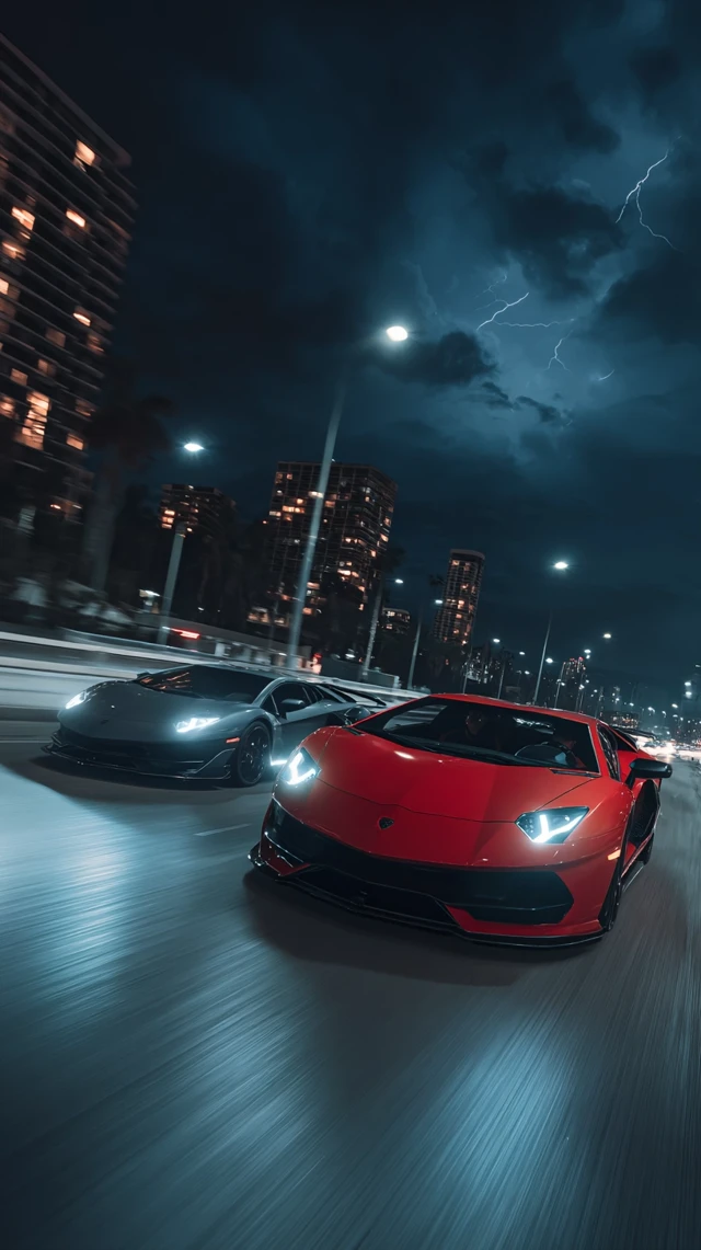 Lamborghini Aventador SVJ Race at Night
