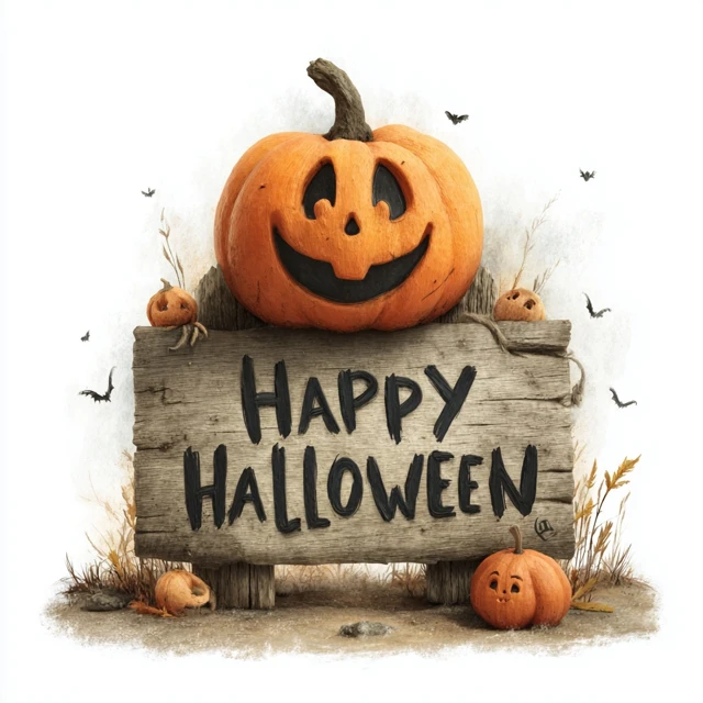 Happy Halloween Pumpkin Cartoon Illustration