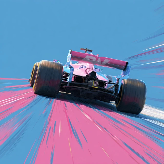 F1 Racing Illustration Pink and Blue Colors