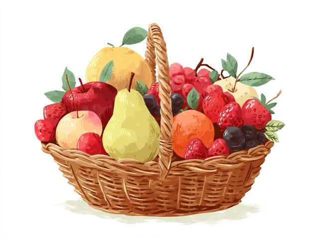 Fruit Basket Illustration Childrens Book Style
