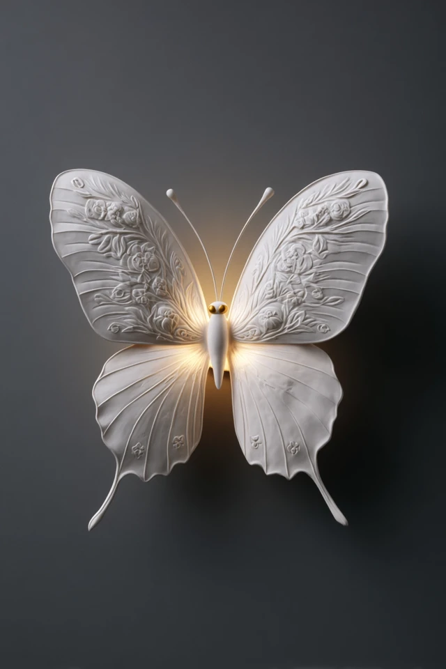 Butterfly Wall Lamp Ceramic White Soft Light