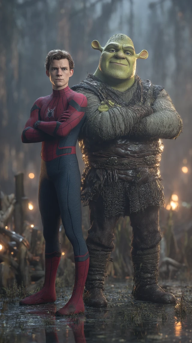 SpiderMan and Shrek Photorealistic Portrait