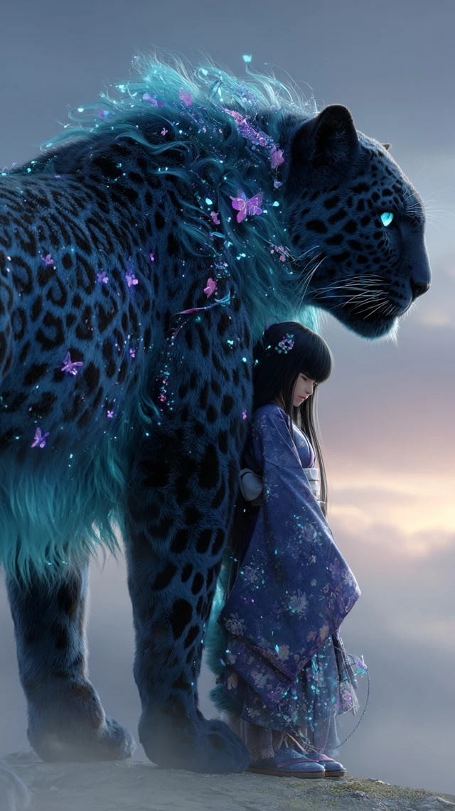 Divine Guardian Leopard and Child Fantasy Art