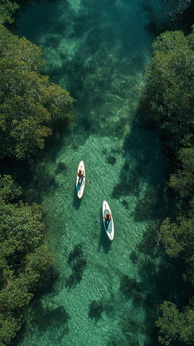 Paddleboarding in Florida Top View Peaceful Waters
