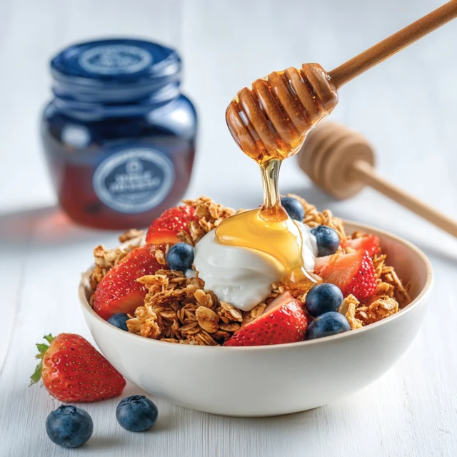 Healthy Granola Bowl with Berries and Honey