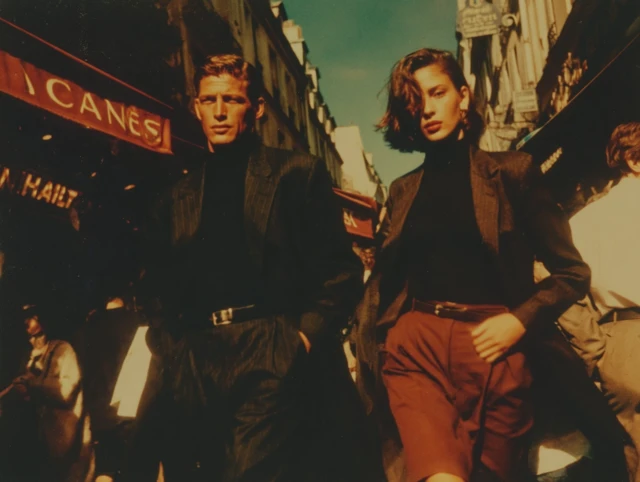 1990s Paris Fashion: Man and Woman Stroll